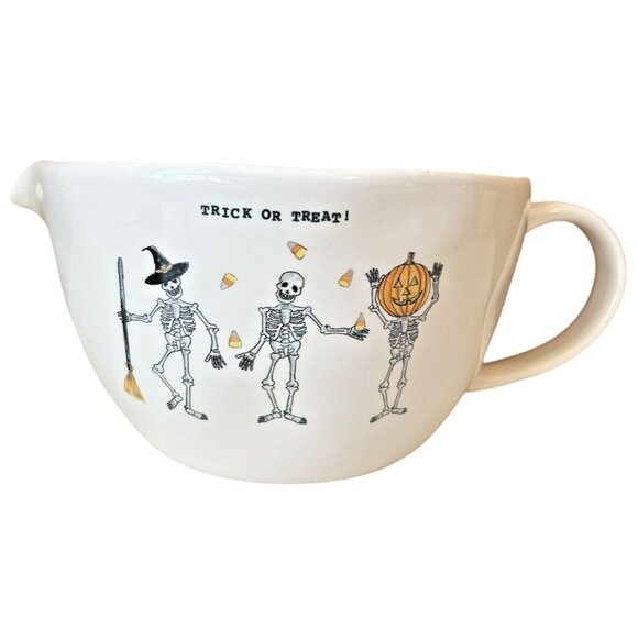 RAE DUNN Halloween DANCING SKELETONS Mixing Bowl & 2 Baking Tray Bakeware Set - Picture 2 of 14